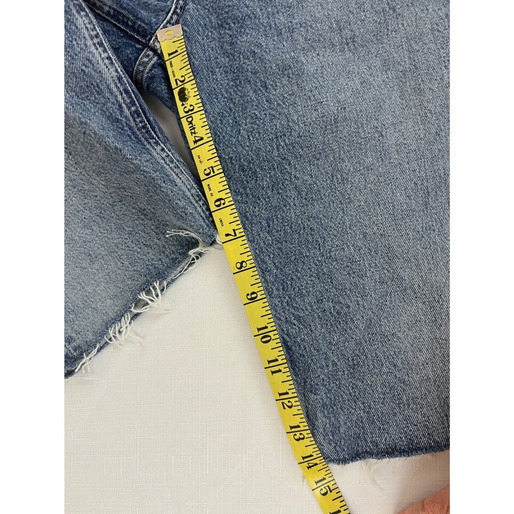AGOLDE Denim Shorts Womens 28 Blue Excellent Raw Hem Button Fly High Rise - Picture 9 of 10